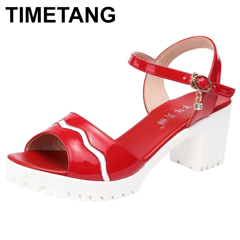 

TIMETANG Heel Sandals Women Shoes 2021 Summer High Heels Sandals Ladies Platform Sandals OL Office Sandal Shoes Plus Size 32-43