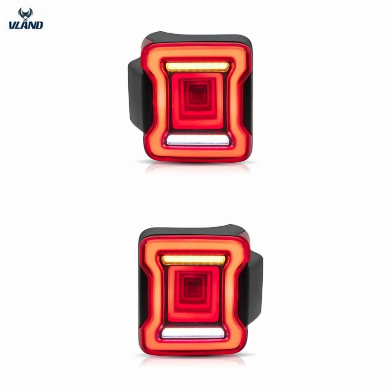 

VLAND factory for Wrangler LED Taillight 2018-UP auto car tail lamp with DRL+Reverse+Brake+Moving turn signal+Tunnel feeling
