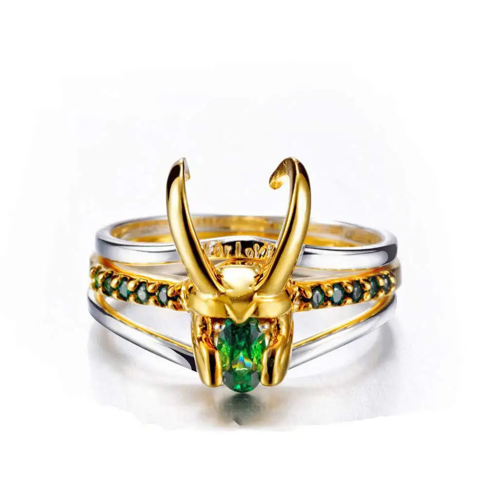 

Europe and America 3 stacked unisex gold-plated rings Superhero Thor Rocky Helmet Men's and Women's Valentine's Day Gifts