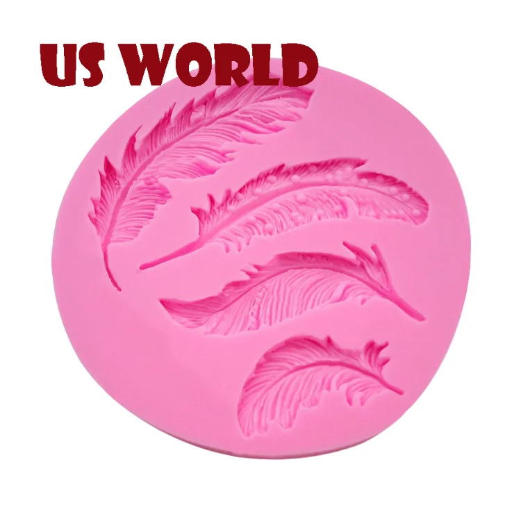 Перо Форма силиконовая форма для выпечки торта птицы шлейфа Шоколад Мыло с