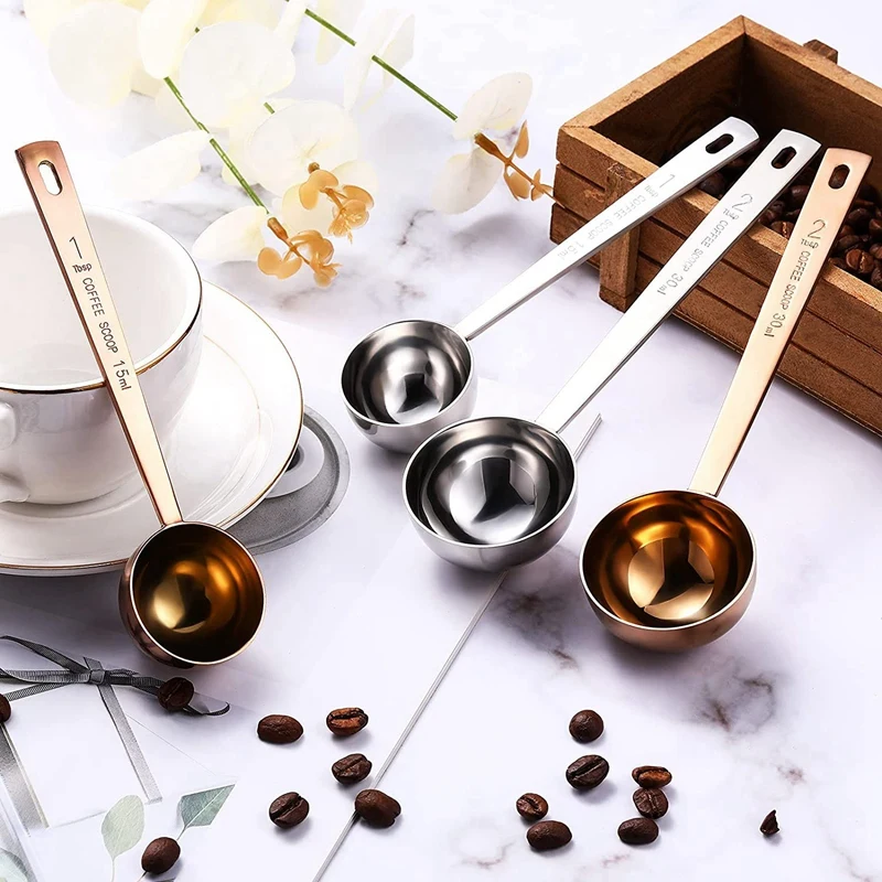 

Hot-4 Pieces Coffee Scoop Stainless Steel Coffee Measuring Spoon Tea Scoop Table Spoon for Coffee Tea Flour Sugar