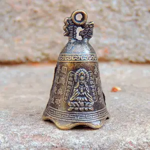 Античный колокольчик китайский мини латунный медный скульптура молитва Guanyin колокольчик шуй Фэн-колокольчик приглашение Будда Буддизм Y0O1