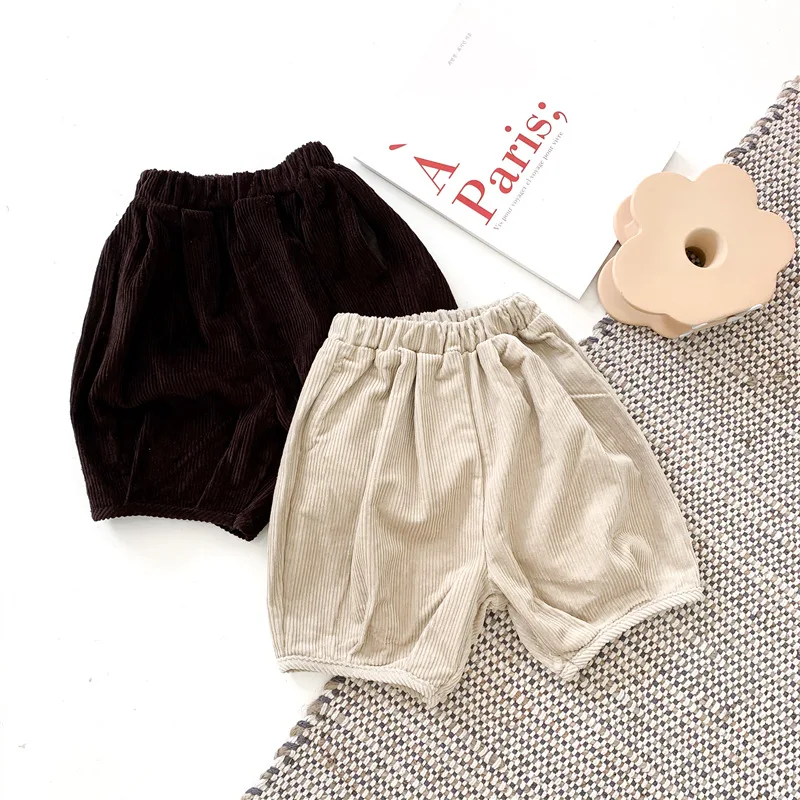 

2021 Spring Solid Corduroy Cotton Children Knee-length Pants for Baby Boys Girls Pants Pants for Kids Child Girls Leggings