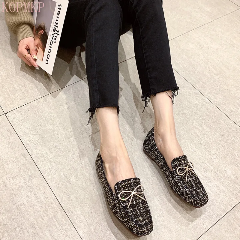 

2021 Women Shoes Retro Tartan Flat Shoes Round Top Comfortable Casual Shoes Lightweight and Breathable Loafers