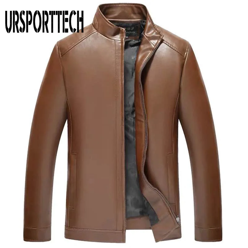 Демисезонная брендовая новая куртка из искусственной кожи мужская кожаная для