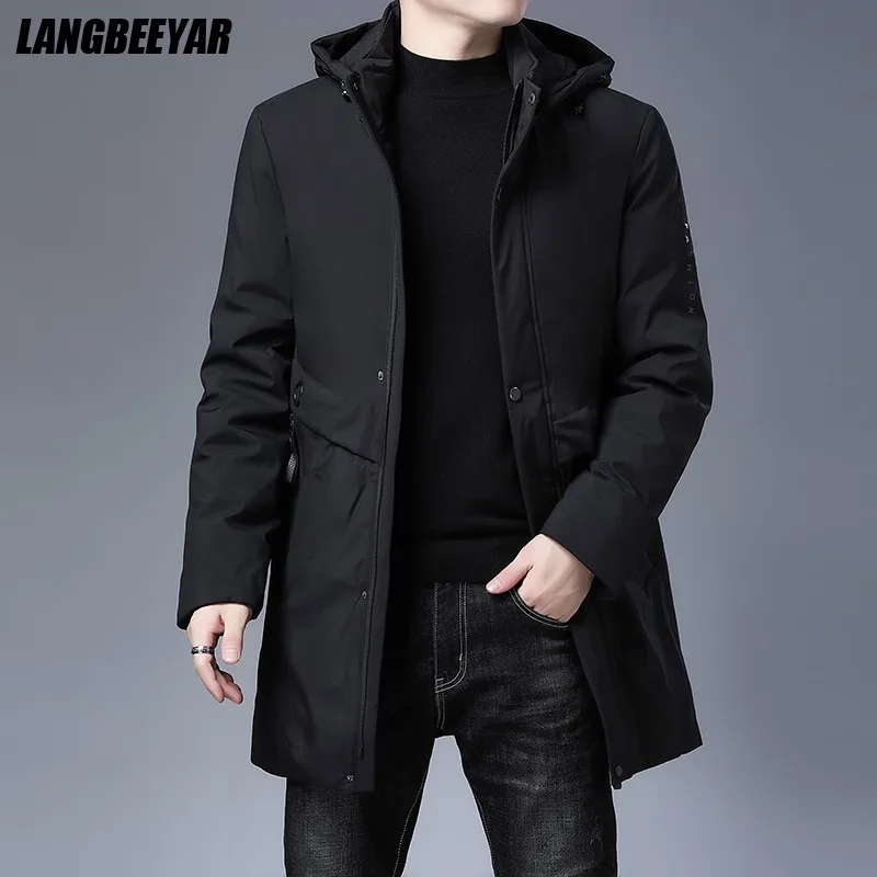 Высокое качество зима новый бренд с капюшоном Повседневная модная утолщенная