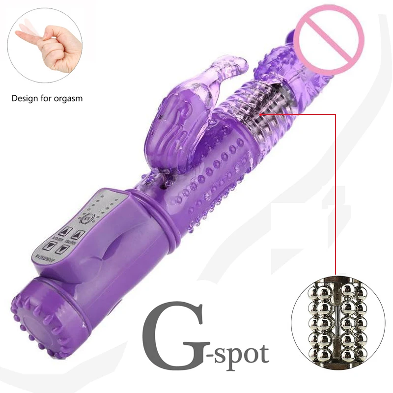 Кролик вибратор 12 Скоростей вращающийся бисер прозрачный Реалистичный Пенис