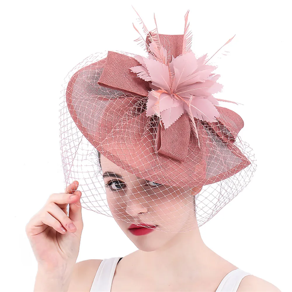 Женская Вуалетка для волос с перьями элегантная Свадебная шляпа вуалью