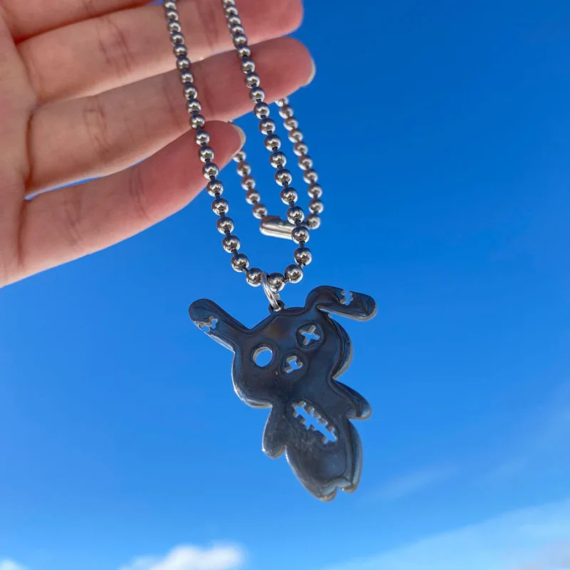 

Fashion Punk Hip-Hop Long Beads Chain Necklace Unique Rabbit Pendant Necklaces Trend Jewelry For Men Women Girls