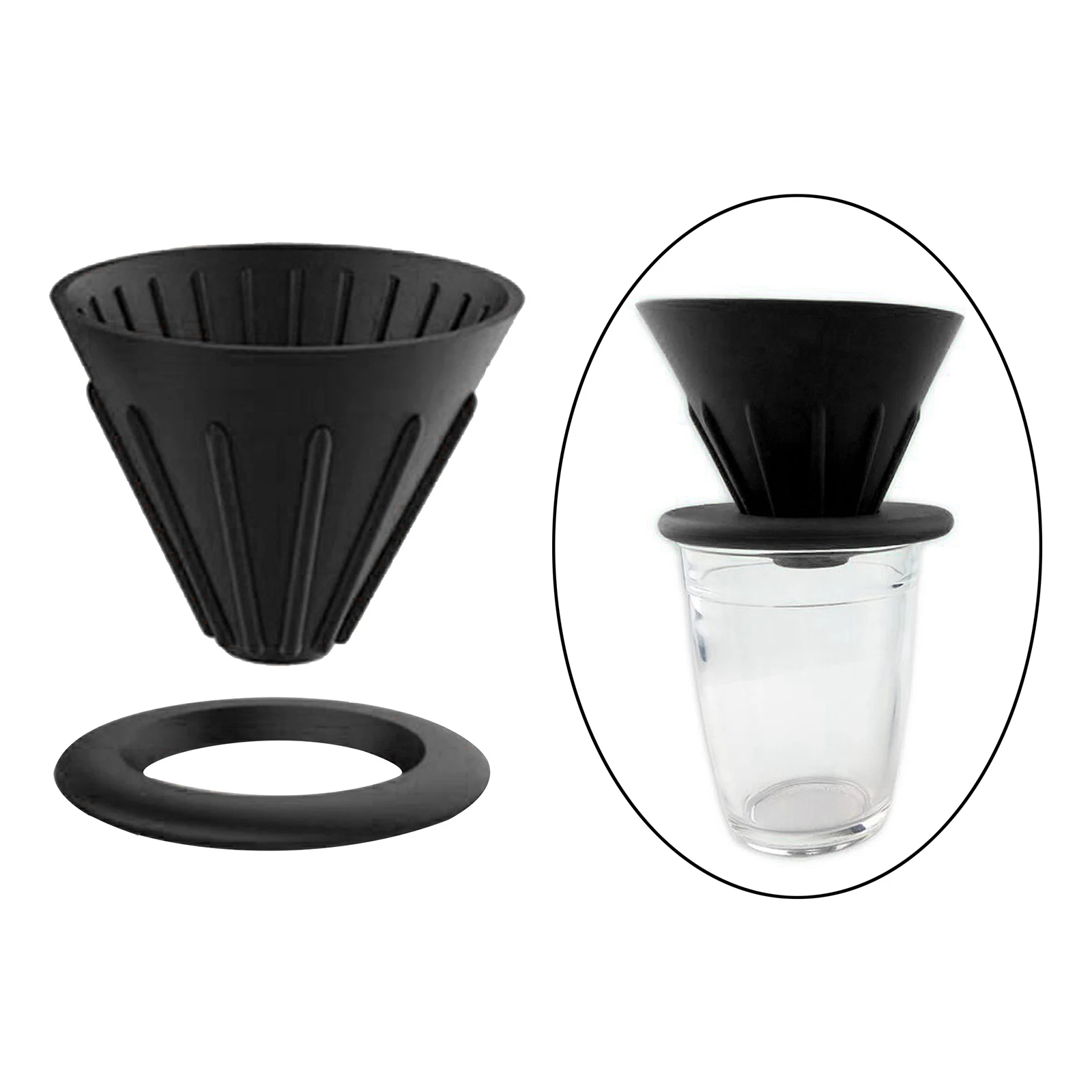 

5pcs Foldable Reusable Silicone Camping Coffee Filter Cone for Traveling, Camping