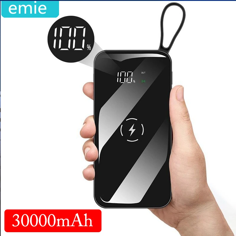 30000 мАч QI Беспроводное зарядное устройство power Bank для iPhone8 X Max samsung Внешний