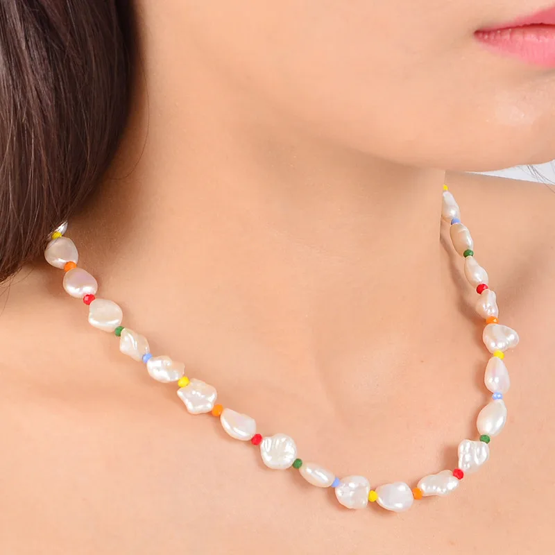 

Sl Oksana Handmade 14K Gold Colour Natural Baroque Trendy Fine Pendant Necklace Fashion Pearl Jewelry For Women Accessories Gift