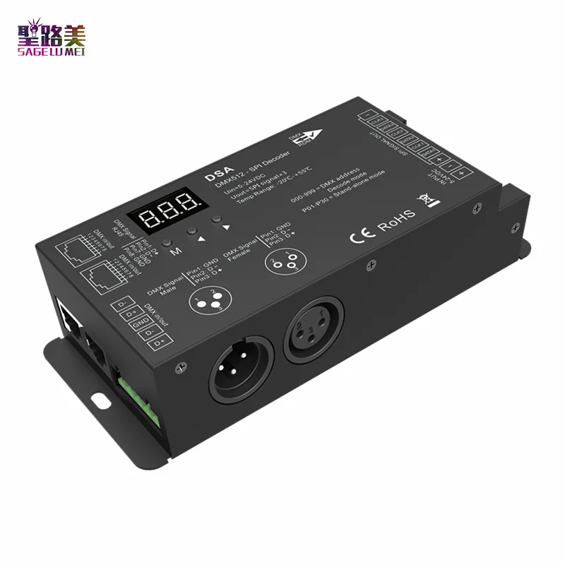 5-24VDC 12V DMX512 to SPI Converter DSA DMX SPI Signal Decoder Controller For WS2811,WS2812,6803,TM1812  IC For Pixel light Tape