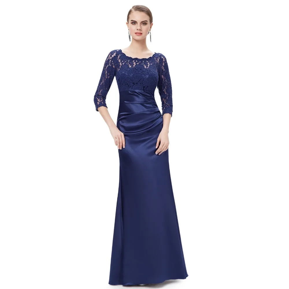 Robe De Soiree Ever Pretty женские элегантные вечерние платья винтажные атласные кружевные вечерние платья с рукавом три четверти