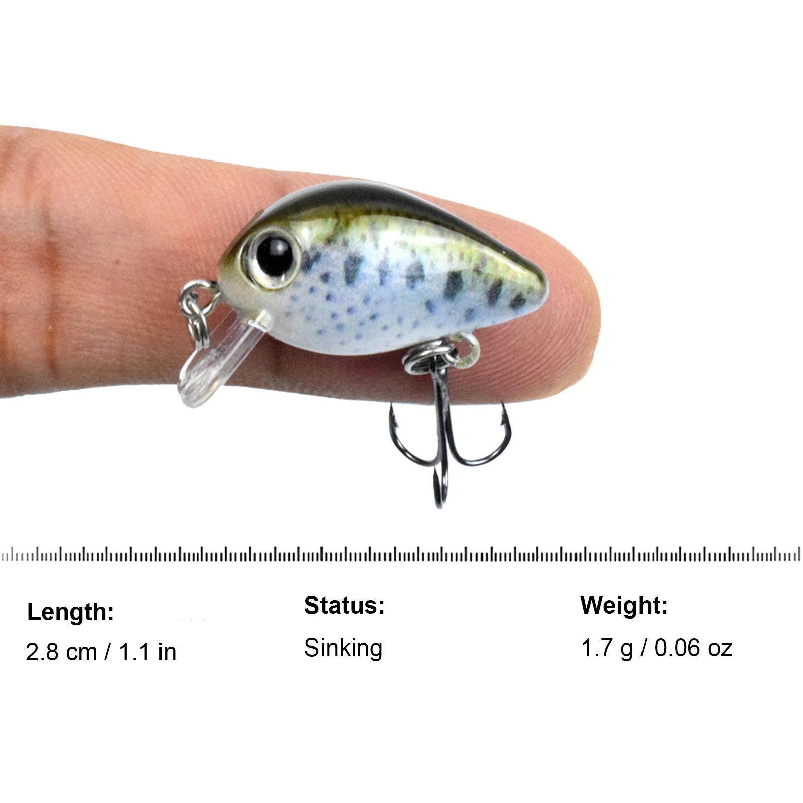 1.1in тонущие рыболовные приманки твердые с тройным крючком спасательная