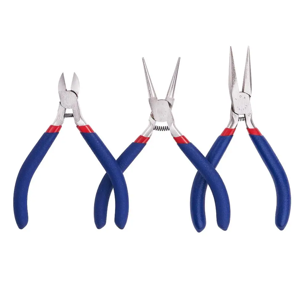 

3pcs/set Jewelry Pliers Set #50 Steel Short Chain-Nose/Round Nose/Side-Cutting Pliers Tools for Jewelry Beading Making Supplies