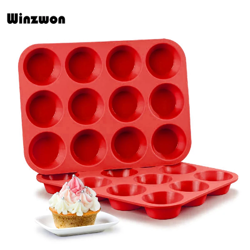 Силиконовая форма для маффинов 12 чашек антипригарная выпечки тортов капкейков