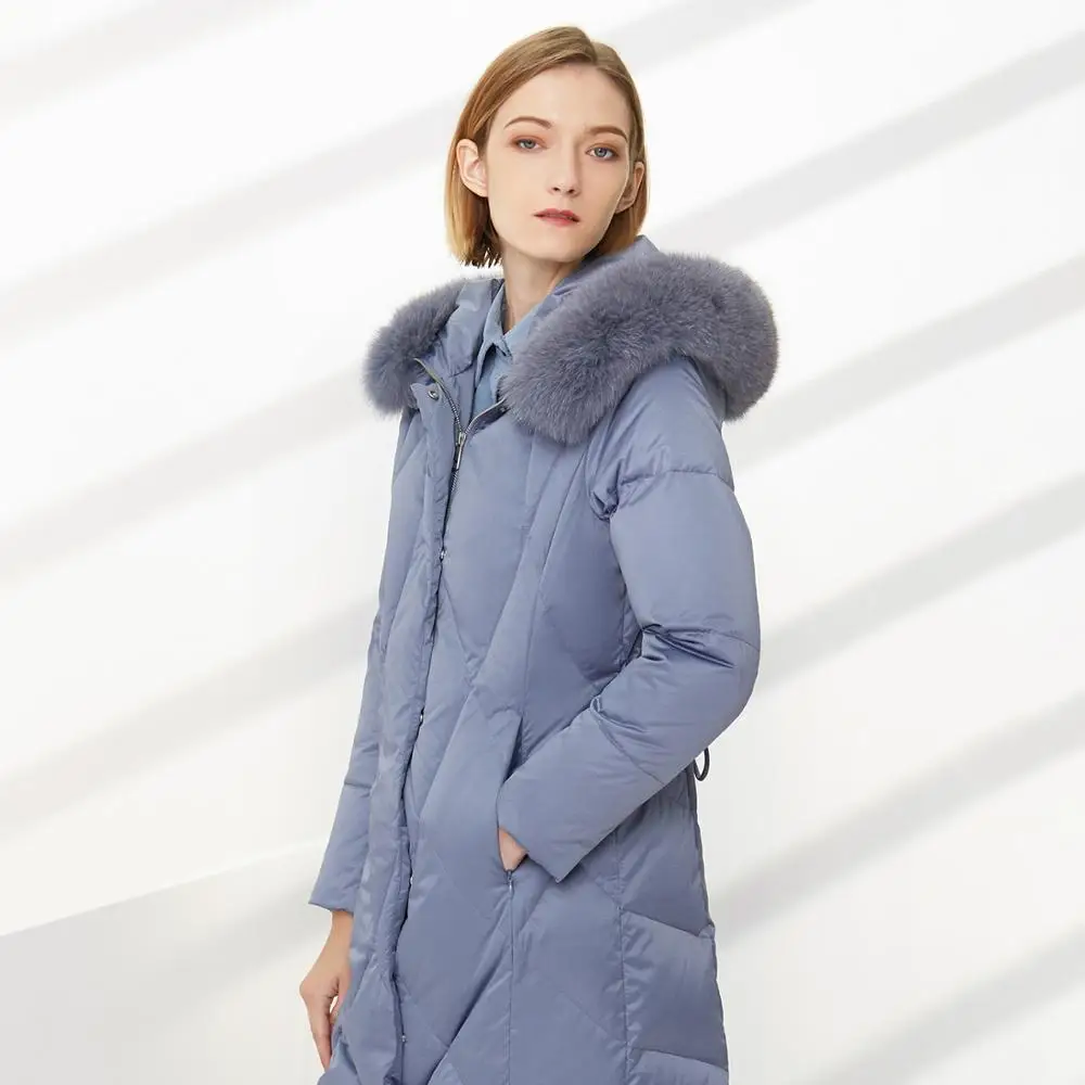 BOSIDENG новый стиль воротник из гусиного пуха лисы модная Регулируемая талия