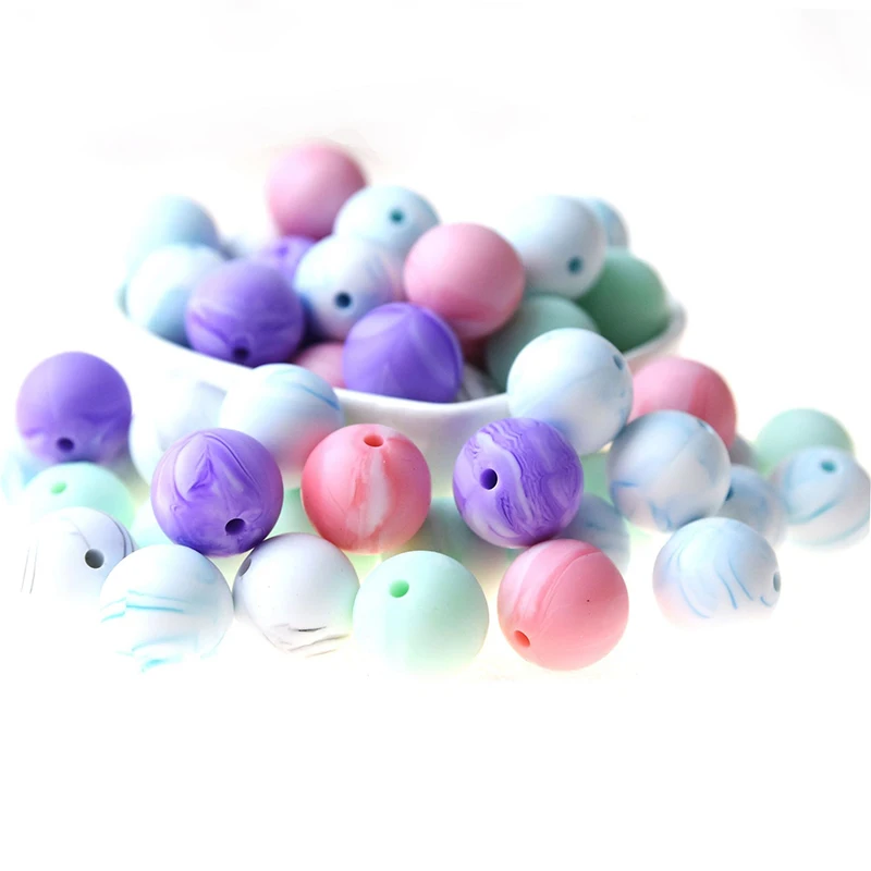 

99 Colors in Stock Silicone Beads 15mm 50pcs/lot Baby Teething Beads BPA Free Food Grade Nursing Chewing Round Beads