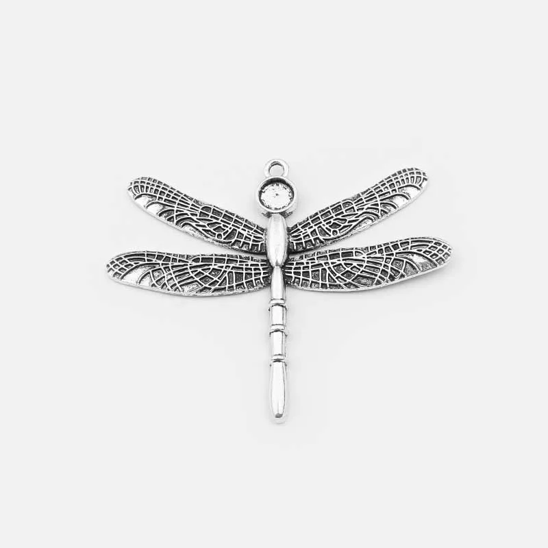 2 шт. состаренные Серебряные Подвески Подвеска стрекоза 8 мм Пустой Кабошон