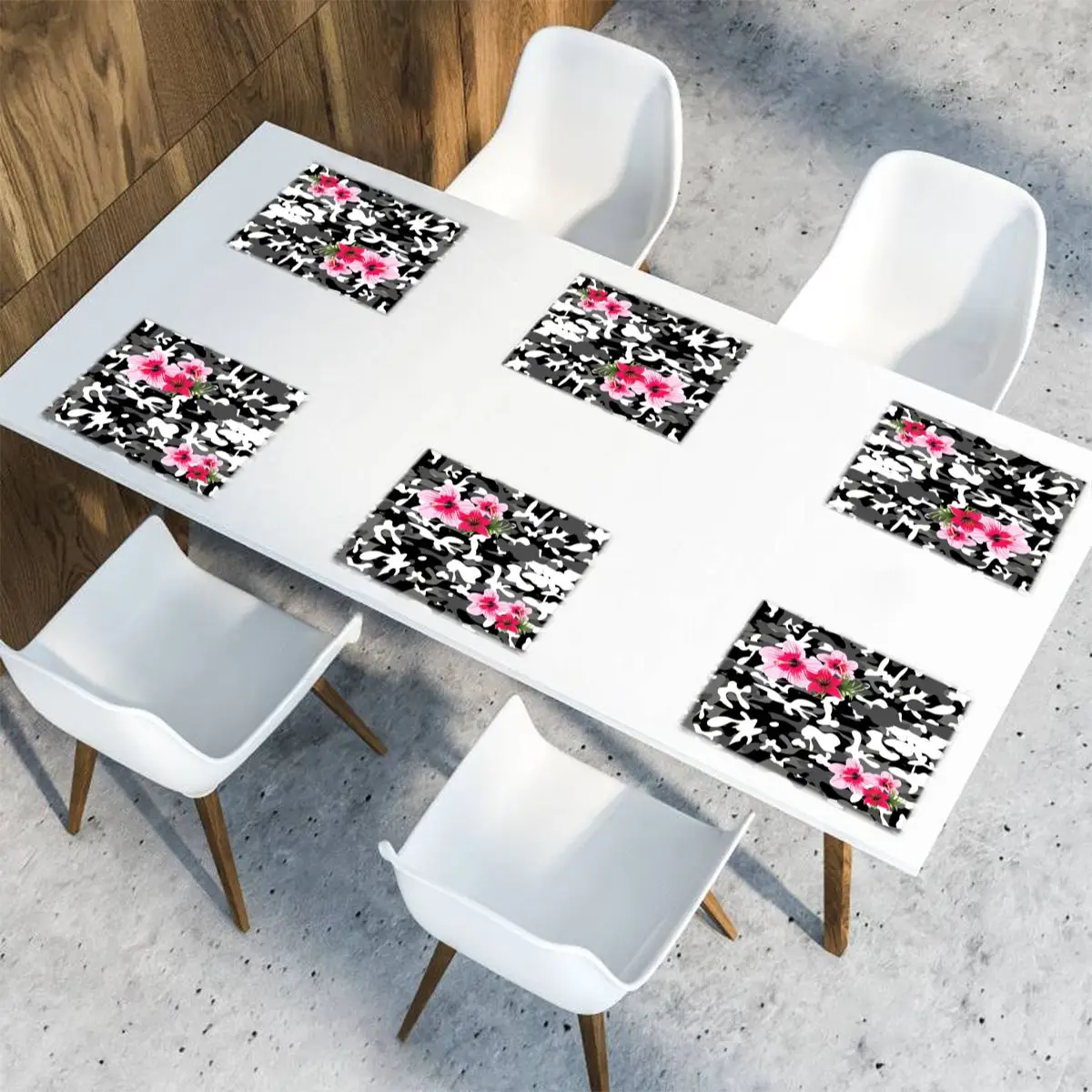 

Table Mats Drink Coaster Table Placemats Military Flowers Camouflage Coffee Mug Cup Coasters 6 PCS Non-slip Pads