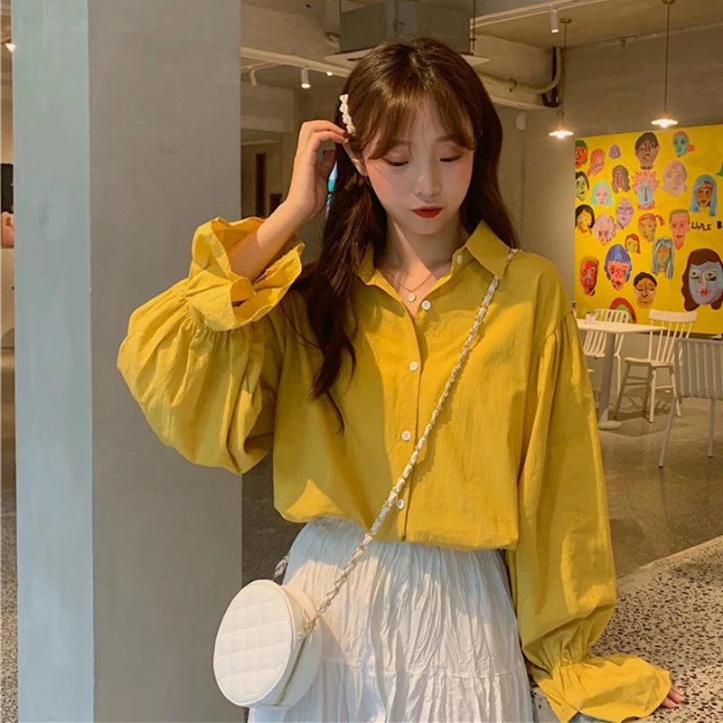 Long Sleeve Shirts Fashion Brand Women's Clothing Autumn Korean Preppy Style Loose Tops Ulzzang Ladies Blusas Mujer De Moda | Женская