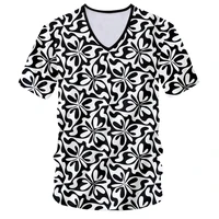 cjlm new mens pattern oversized t shirt punk style black white leaf v tshirt hip hop funny sleeved top 3d printing summer 4xl
