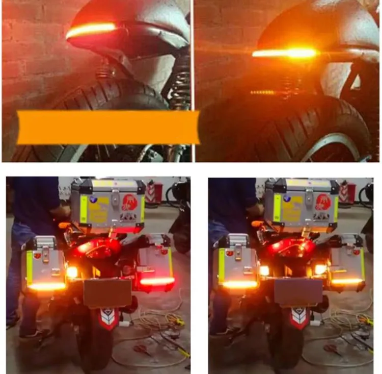 Motorcycle Car DRL LED Sequential Strip Light Flowing Switchback Brake Lights Red Amber Flashing 30cm Knight Rider Turn Signal | Автомобили