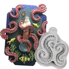 Щупальца осьминога, формы для помадки, инструменты для украшения тортов, силиконовый пресс-формы для сахара, Шоколадные инструменты для выпечки тортов, форма клейкой пасты