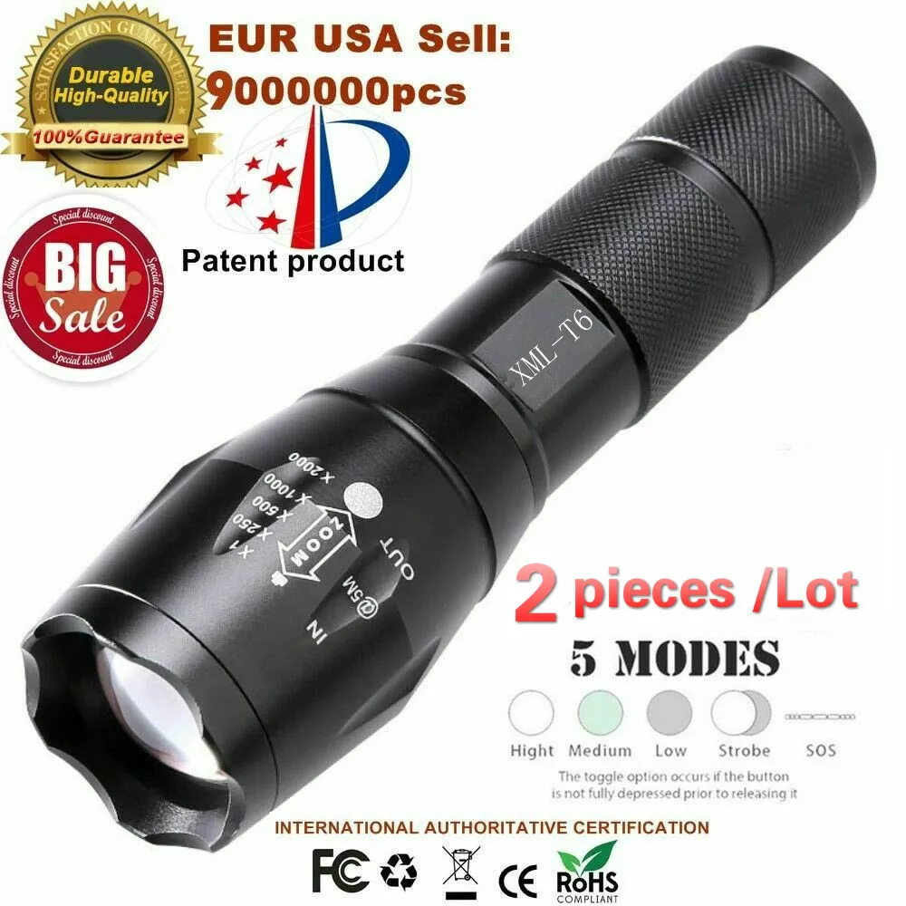 Оптовая продажа 2 шт. портативный мощный мини светодиодный тактический карманный