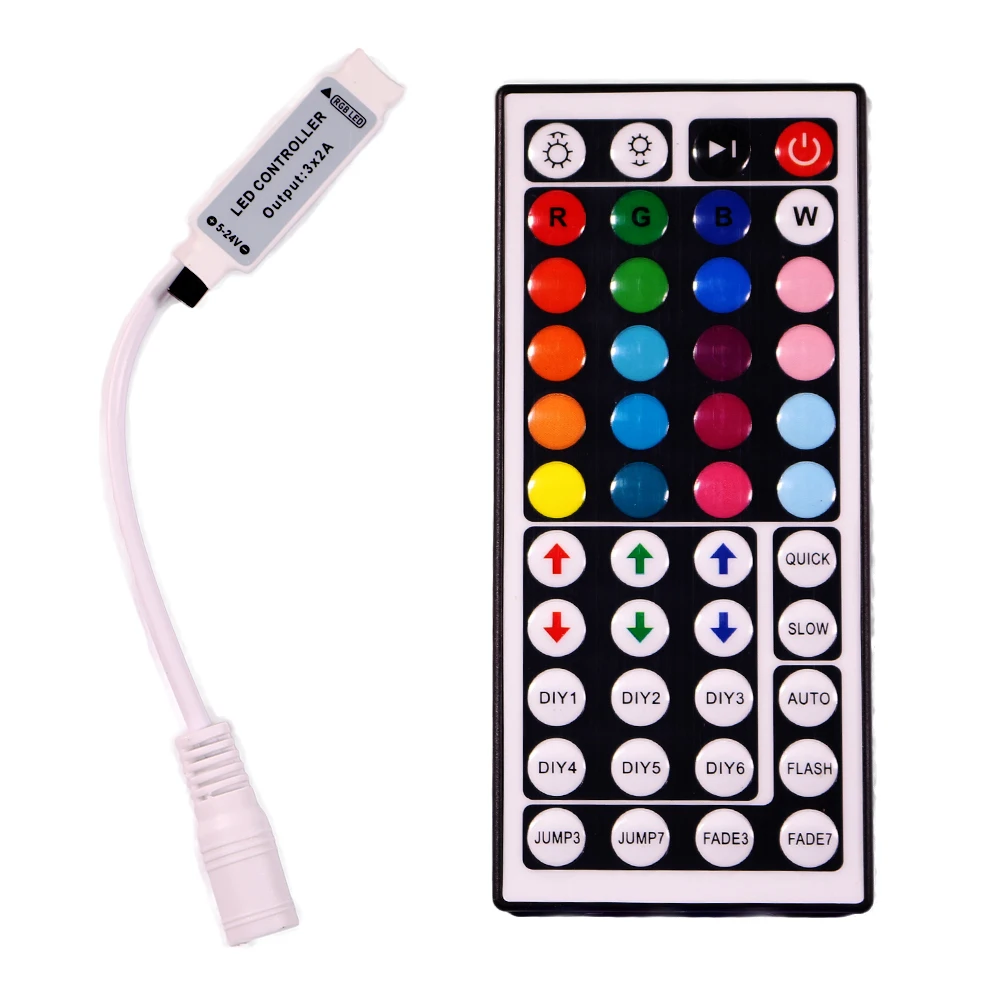 

44 Keys Led Controller 24 Keys LED IR RGB Controler LED Lights Controller IR Remote Dimmer DC12V 6A For RGB 3528 5050 LED Strip