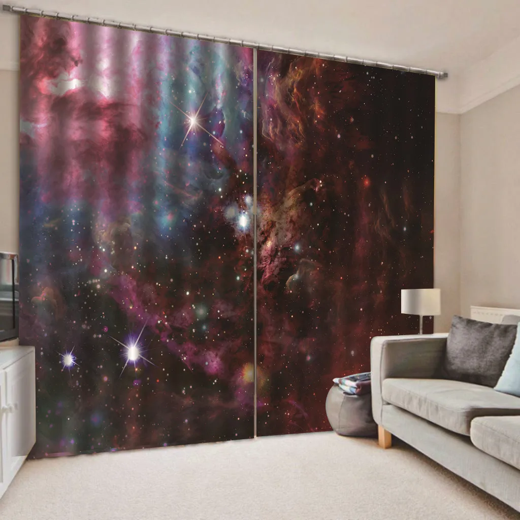 3D принтованные занавески с изображением звездного неба тонкие для гостиной