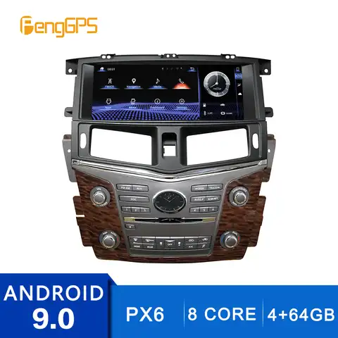 DVD-плеер 12,3 дюйма, Android 9,0, для Nissan Patrol 2010-2018, автостерео, GPS-навигация, 4 Гб + 64 ГБ, 8 ядер, поддержка 360 Cam 4K, головное устройство