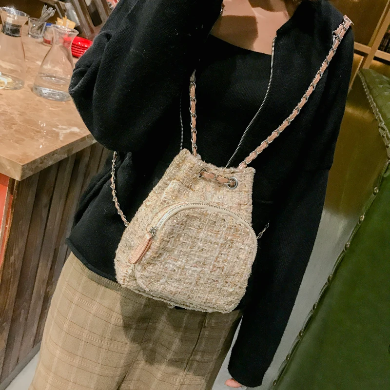 WEIXIER женский рюкзак кошелек женские шерстяные рюкзаки с цепочками для