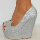 LAIGZEMженские свадебные туфли-лодочки на платформе и каблуке, расшитые блестками; вечерние Клубные туфли; женская обувь; zapatos mujer; большие размеры 34-47