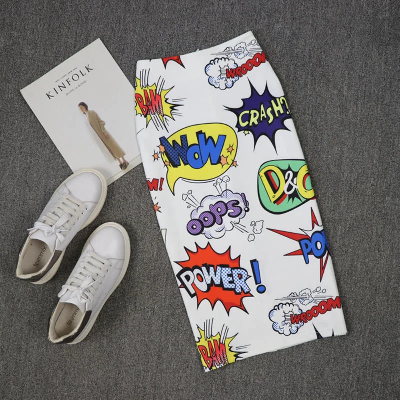 

Women's Pencil Skirt New Cartoon Mouse Print High Waist Slim Young Girl Summer Large Size Japan Female Falda GD018