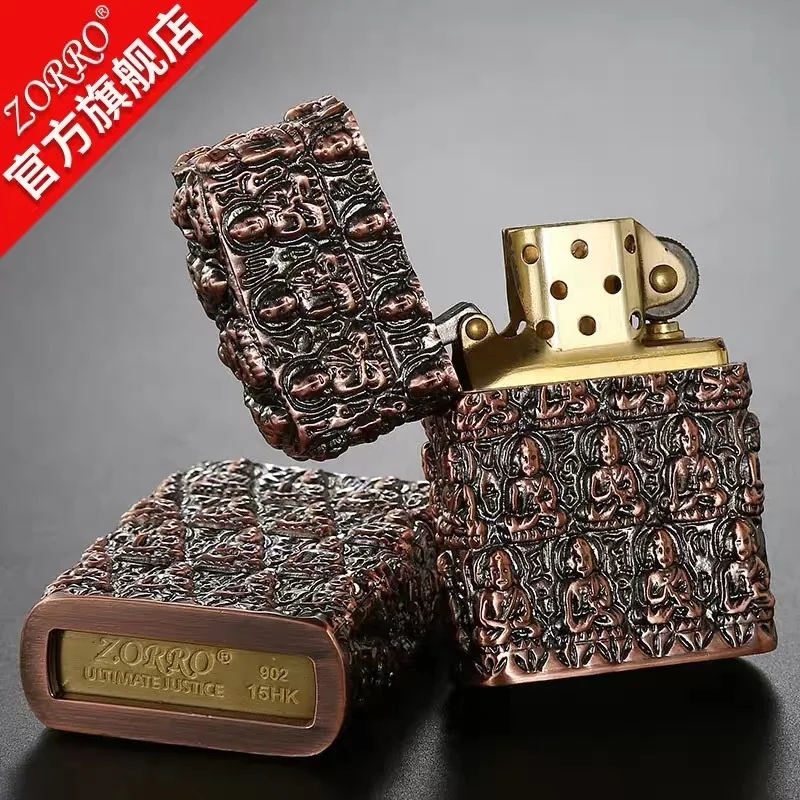 The new Zorro pure copper five-sided windproof classic kerosene lighter high-quality armor ten thousand Buddha men's | Дом и сад