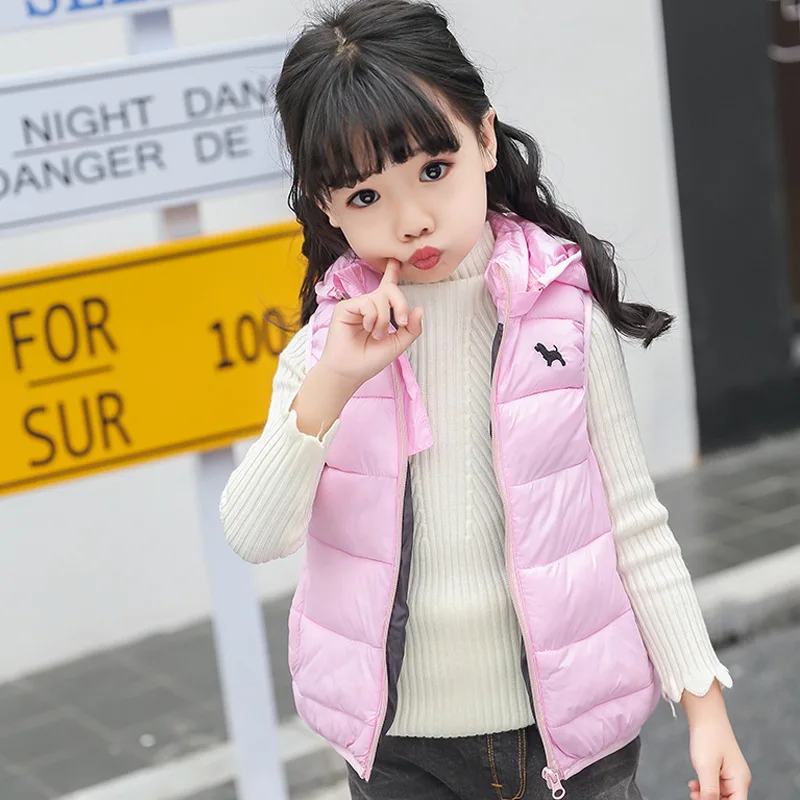 Детский жилет для девочек A15 зимняя куртка с капюшоном мальчиков и верхняя одежда