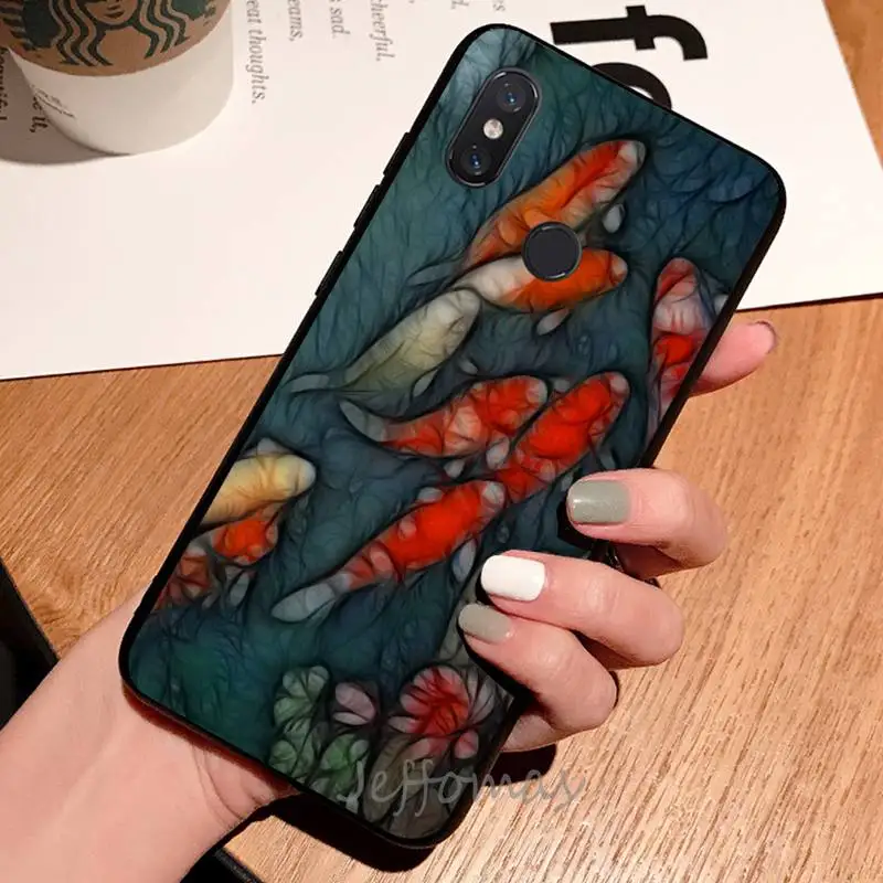 

Ornamental colorful koi fish Phone Case For Xiaomi Redmi note 7 8 9 t max3 s 10 pro lite coque shell cover funda