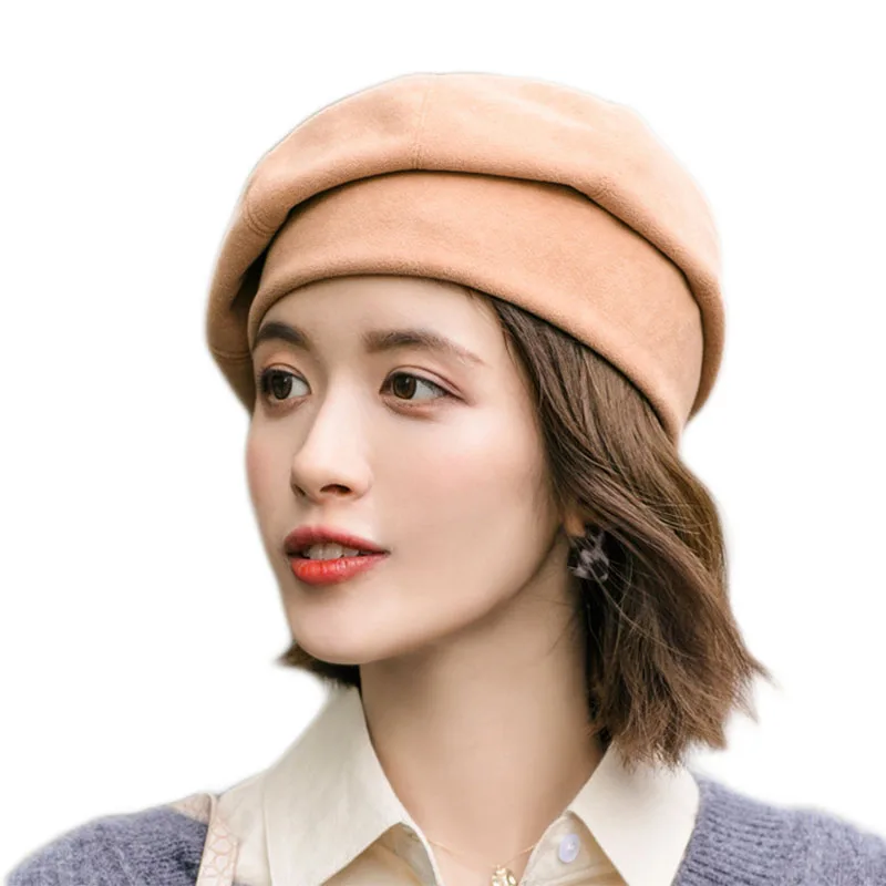 

Women Berets New Autumn Winter Hat Fashion British Cotton Beret Hat Vintage Ladies Artist Painter Hat Female Solid Berets