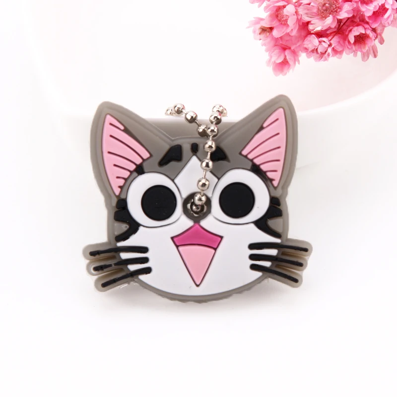 Cartoon Anime Cute Key Cover Cap Silicone Mickey Stitch Bear Keychain Women Gift Owl Porte Clef Minne Key Chain - Цвет: D09