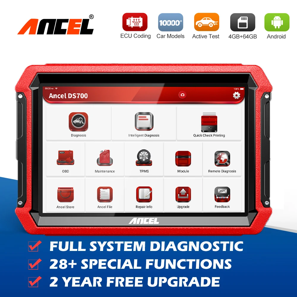 

Сканер Ancel DS700 OBD2, профессиональный диагностический Автомобильный сканер для выхлопных газов, топливная система, инструменты для диагности...