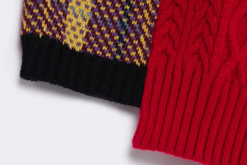 

[EAM] Plaid Contrast Color Knitting Turtleneck Sweater Loose Fit Long Sleeve Women New Fashion Tide Autumn Winter 2021 1DD3122