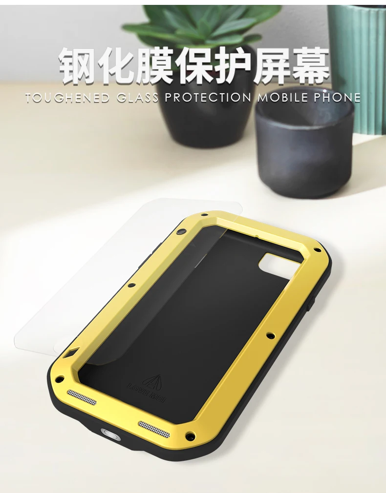

LOVE MEI For iPhone SE 2020/iPhone 8/7 Case Shock Dirt Proof Water Resistant Metal Armor Cover Phone Case free Tempered Glass