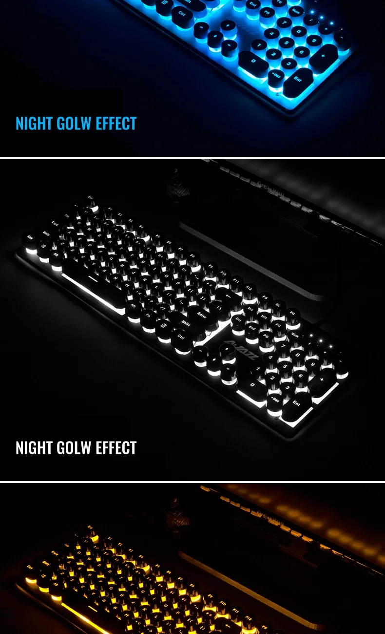 Ajazz Warrior первое поколение Механическая Feel с подсветкой USB Проводная клавиатура металлическая панель, 19 неколлизионных клавиш компьютерная клавиатура