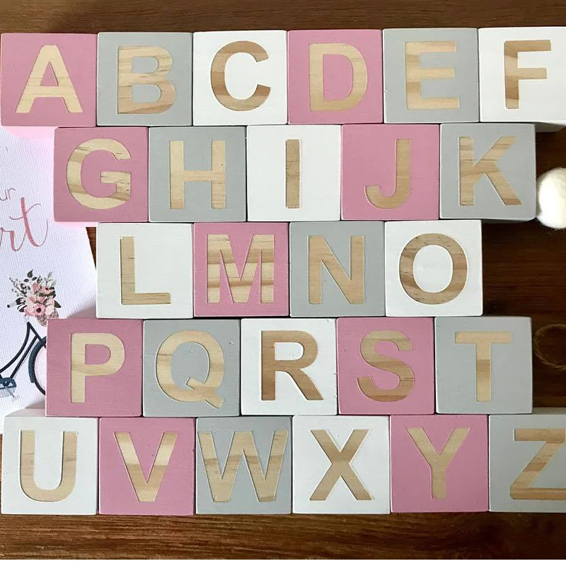 5x5 см большие деревянные буквы алфавита кубики квадратные английские блоки ABC