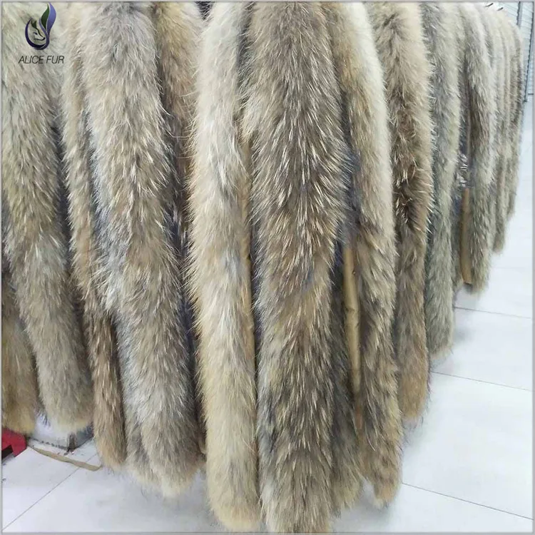 Большой воротник из меха енота Отделка капюшона натурального на капюшоне