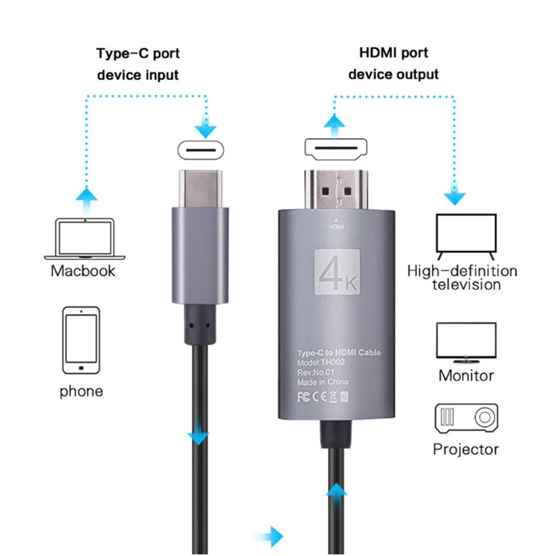 Кабель адаптер Bkscy с USB 3 1 типа C на 4K HDMI HDTV для Macbook Samsung S8 Huawei mate10 p20 pro|Кабели HDMI| |