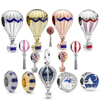enamel travel hot air balloon pendant fit original pan charms bracelet for women fine jewelry drop oil beads accessories diy