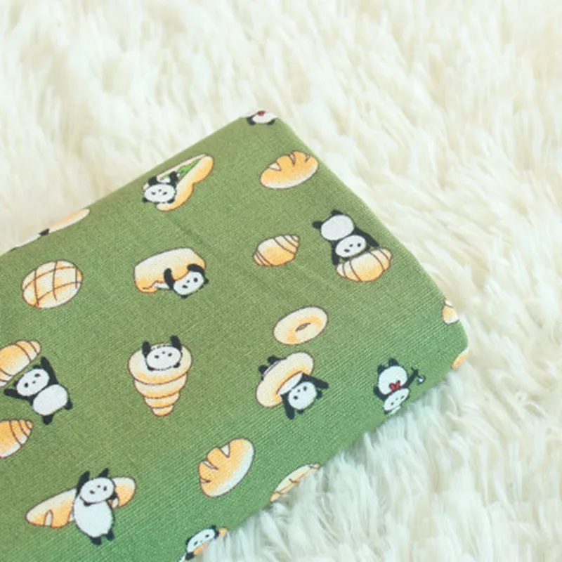 Импортная хлопковая льняная ткань с мультипликационным принтом панды ручной
